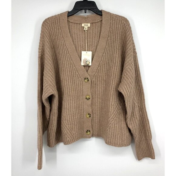 a.n.a Cardigan Pink V Neck Button Down Long Sleeve Ribbed - Picture 1 of 8